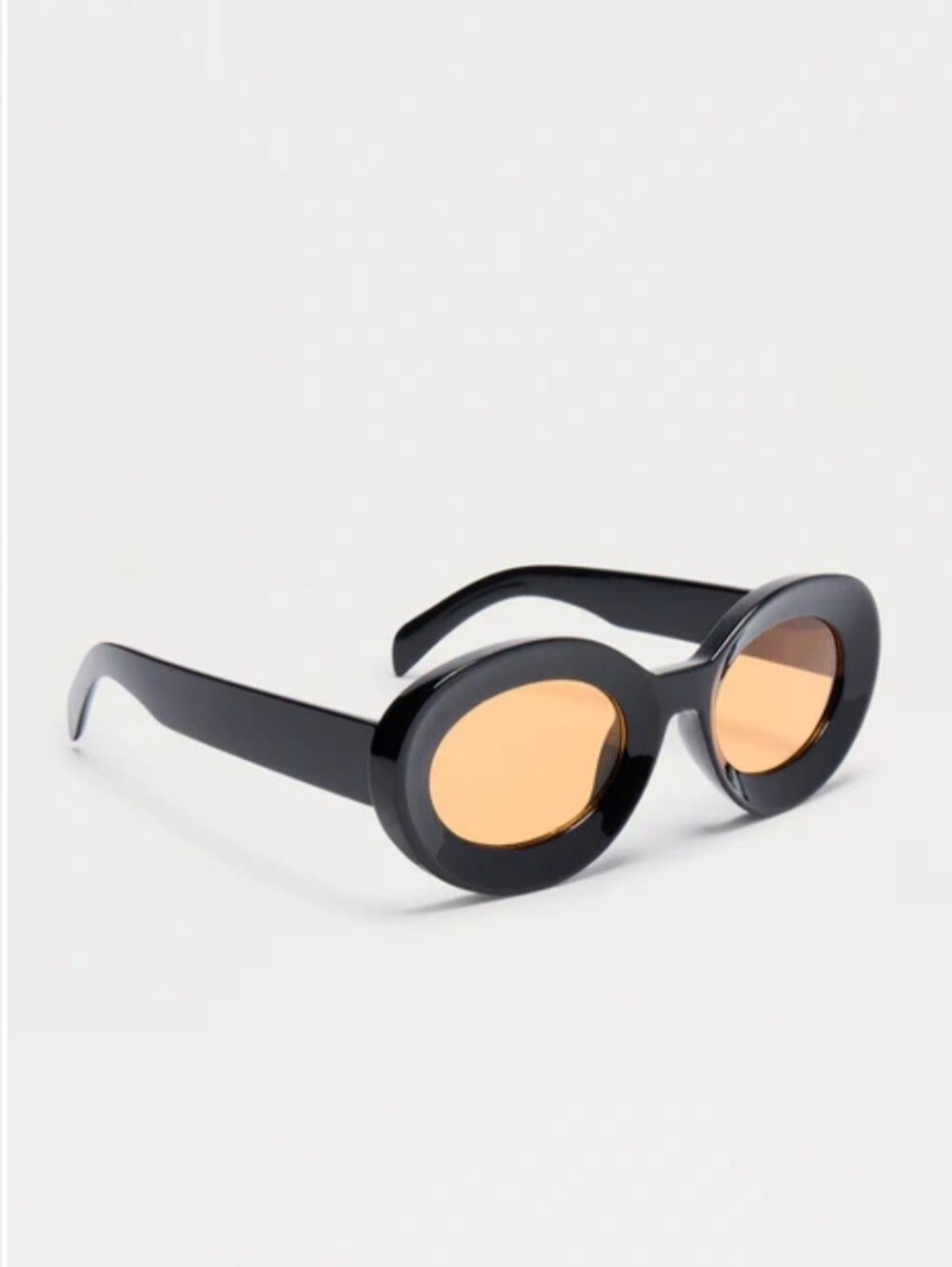 New Retro Oval Women’s Sunglasses - Black Frame with Amber Lenses